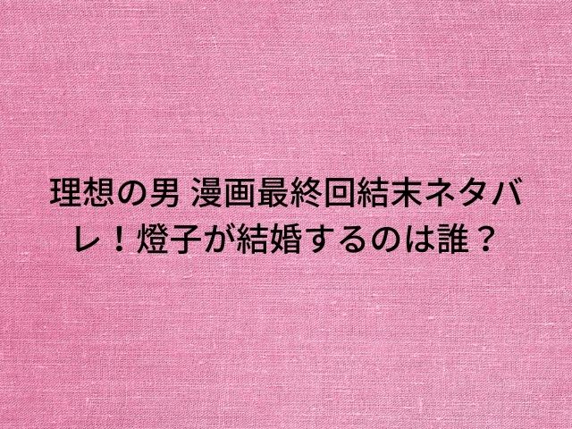 理想の男 漫画最終回結末ネタバレ 燈子が結婚するのは誰 エンタメドラマ映画ネタバレ